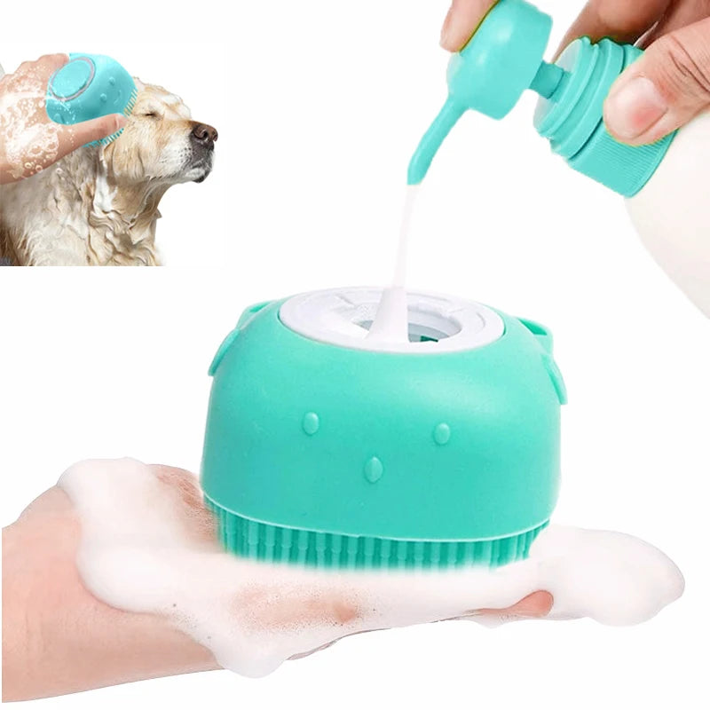 Cepillo de silicona para baño y aseo de mascotas