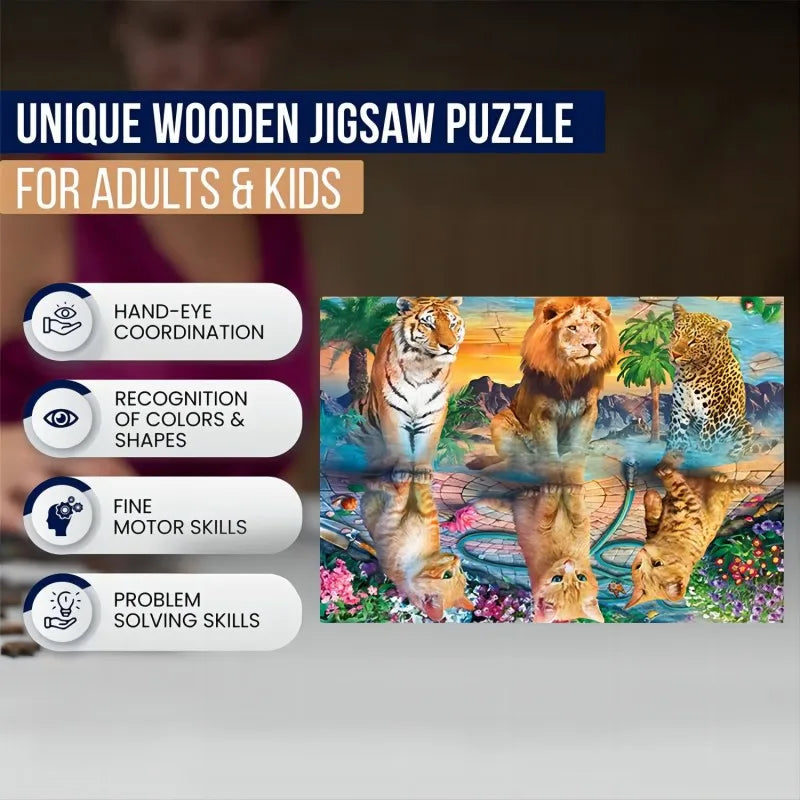 Wooden Cats Reflection Puzzle