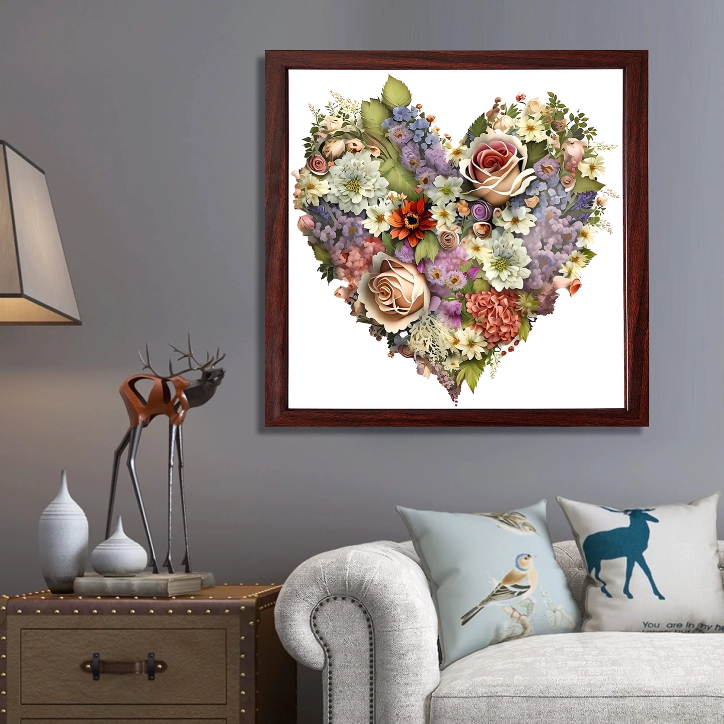 Wooden Heart Flowers Puzzle