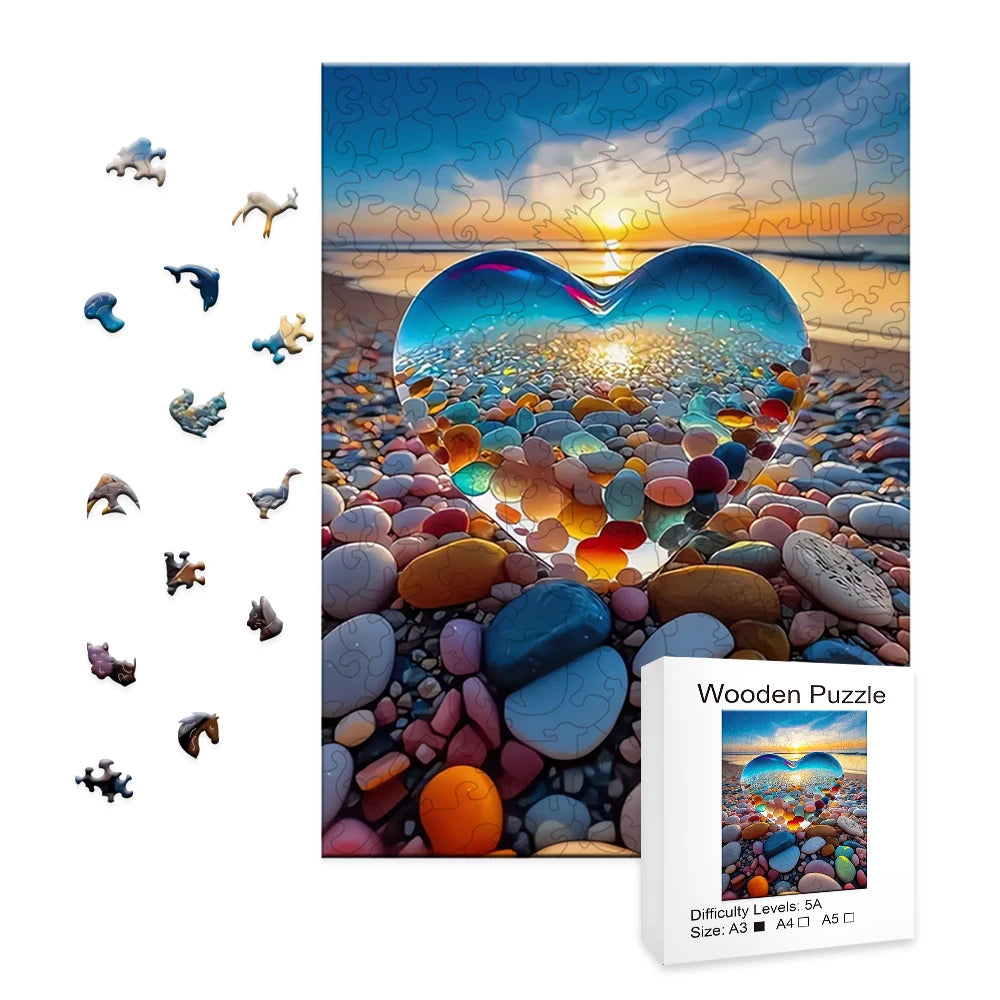 Wooden Heart Beach Puzzle