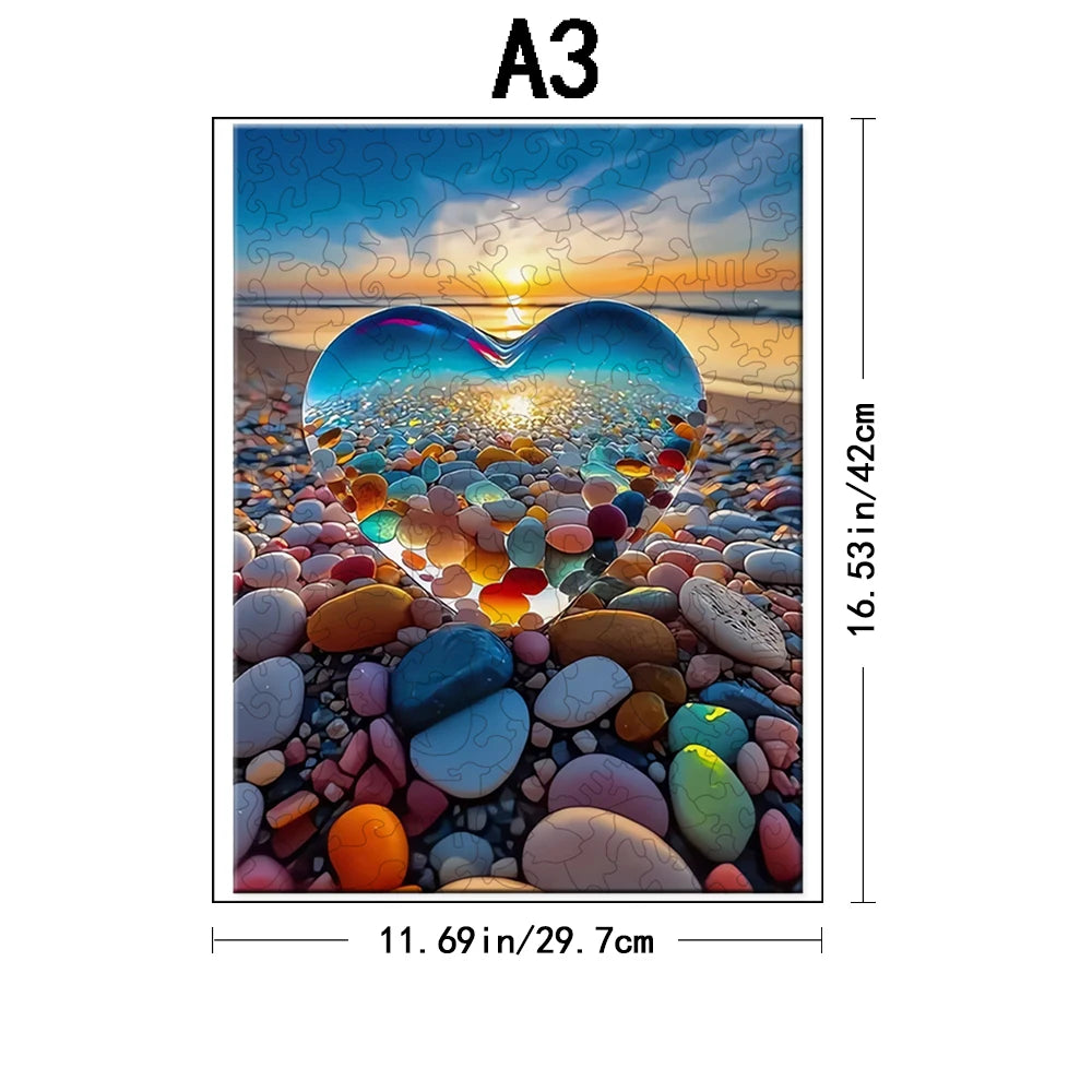 Wooden Heart Beach Puzzle