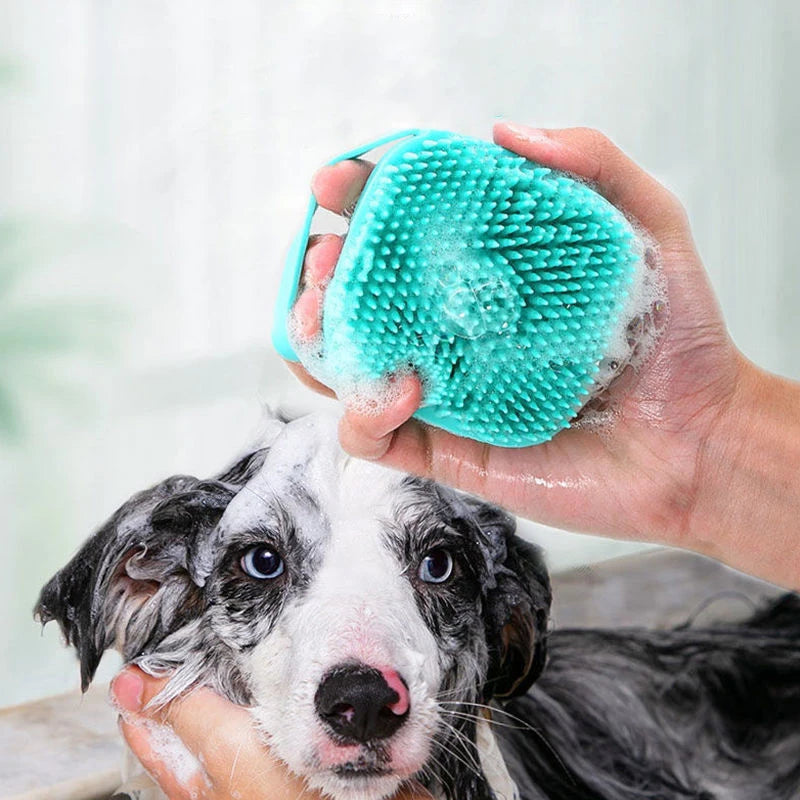 Cepillo de silicona para baño y aseo de mascotas