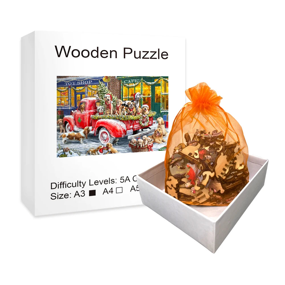 Wooden Christmas Dogs Puzzle