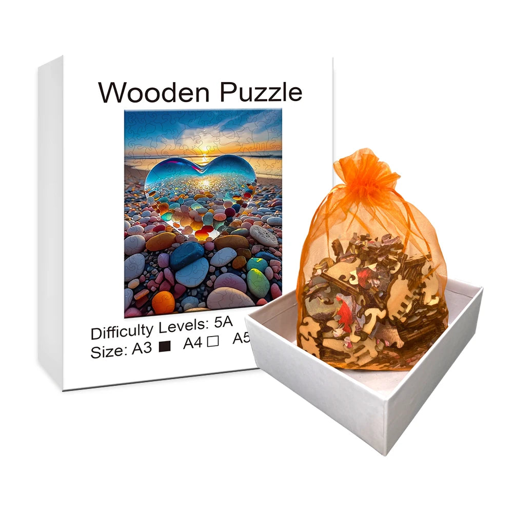 Wooden Heart Beach Puzzle