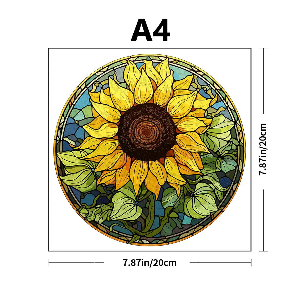 Rompecabezas de madera con forma de girasol