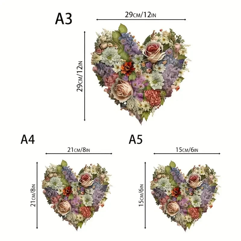 Wooden Heart Flowers Puzzle