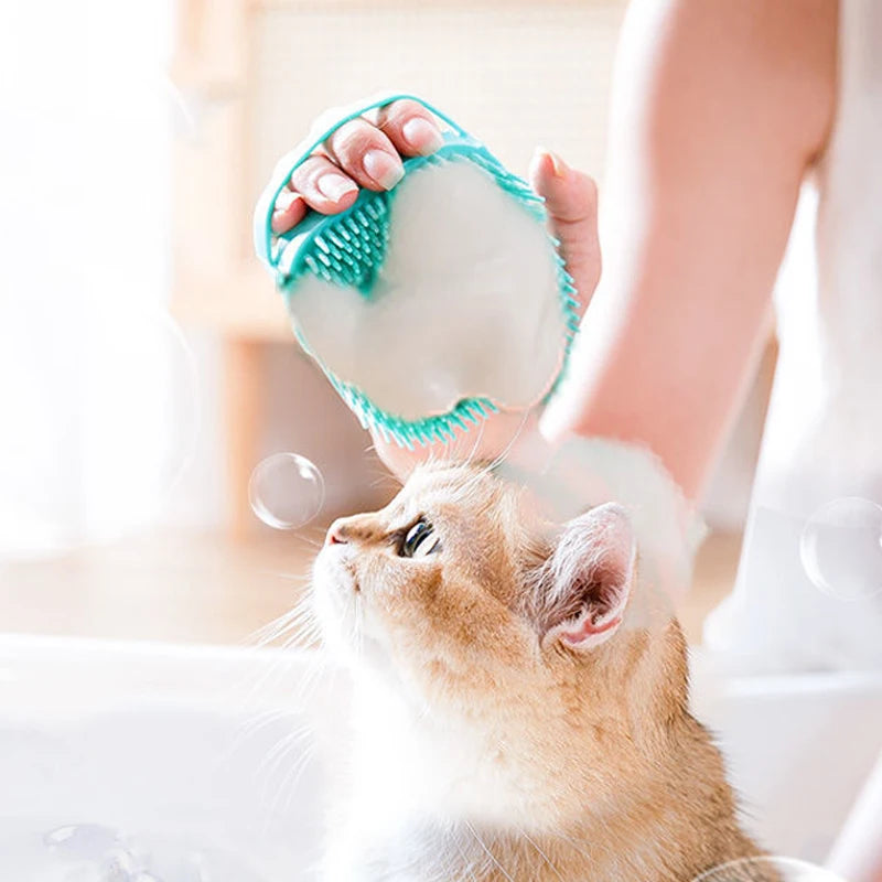 Cepillo de silicona para baño y aseo de mascotas