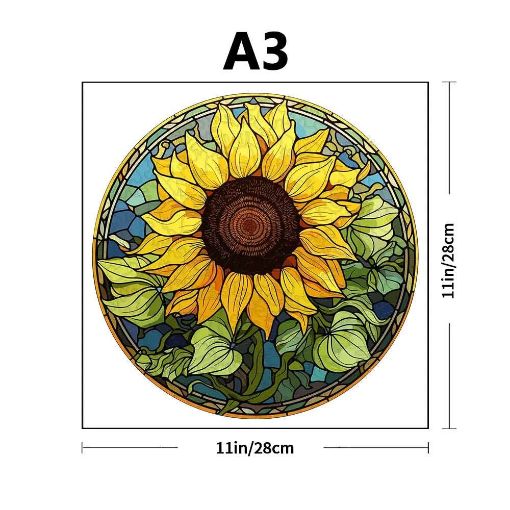 Rompecabezas de madera con forma de girasol