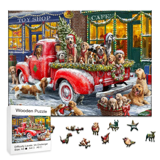 Wooden Christmas Dogs Puzzle