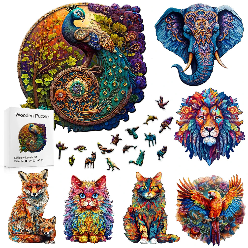 Wooden Colored Animals Puzzle